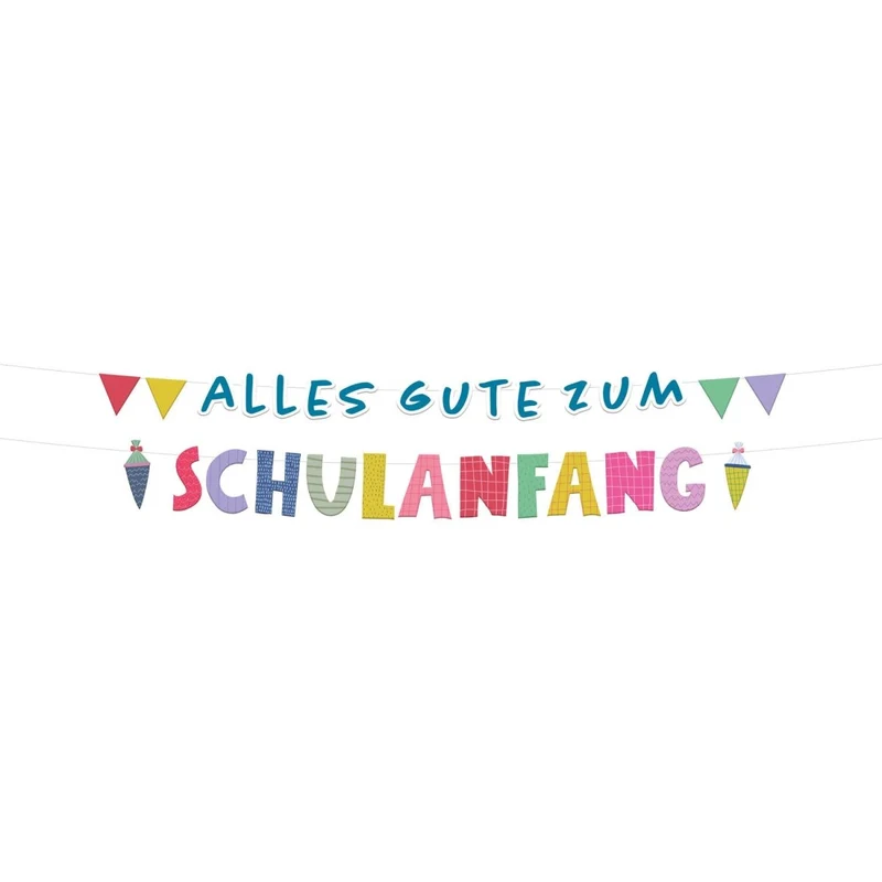 Bunte Girlande „Alles Gute zum Schulanfang“, 1,5 m, 2-teilig