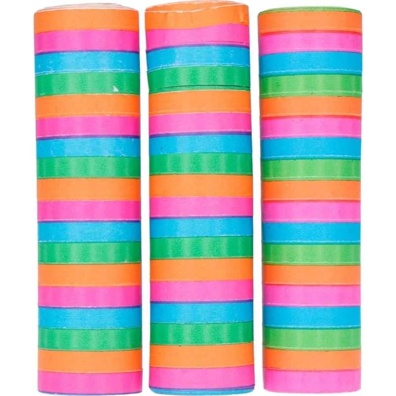 Farbige Serpentine, leuchtende Farben, 4 m, 3 Stück