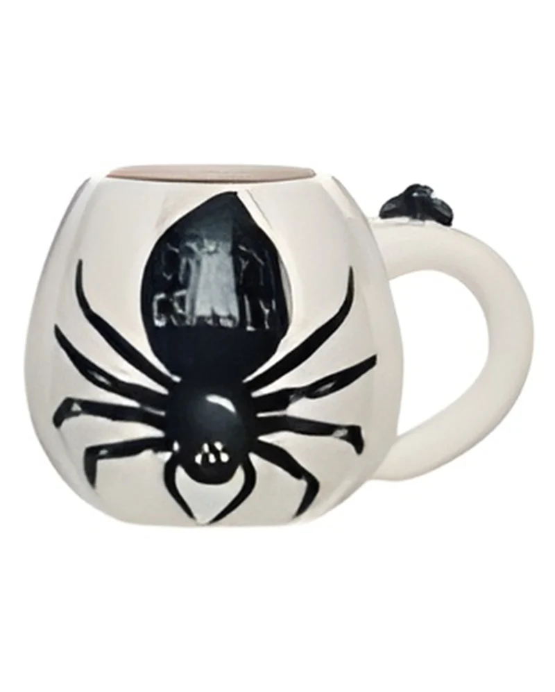 Weiße Kürbis Tasse mit schwarzer Spinne