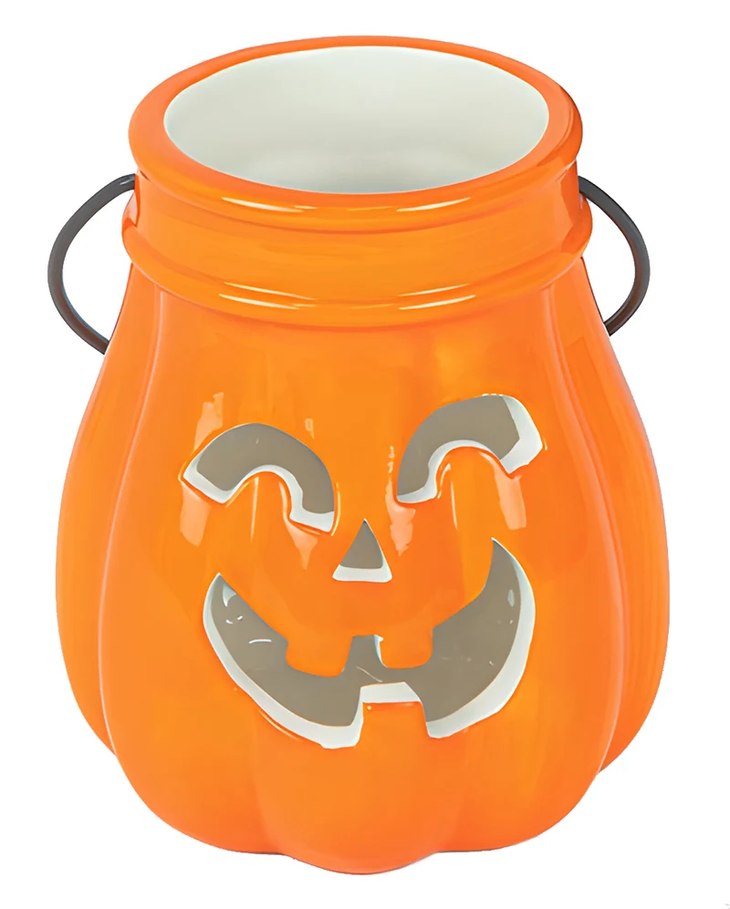 Orange Halloween Kürbis Keramik Laterne 13cm
