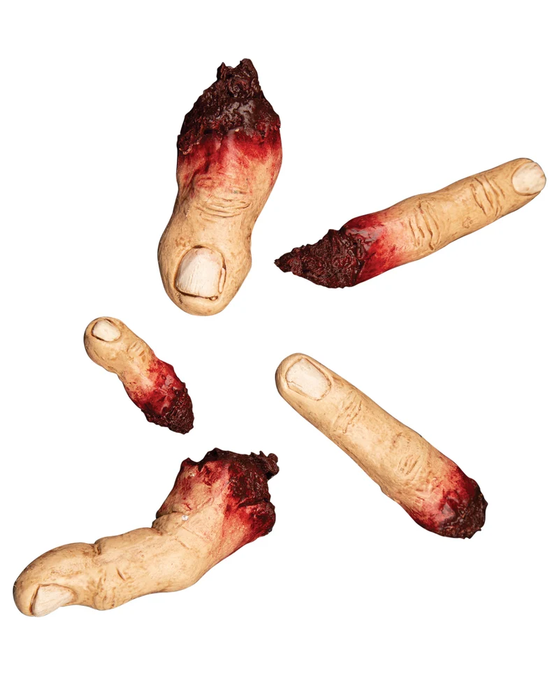 Fünf blutige abgetrennte Finger als Set