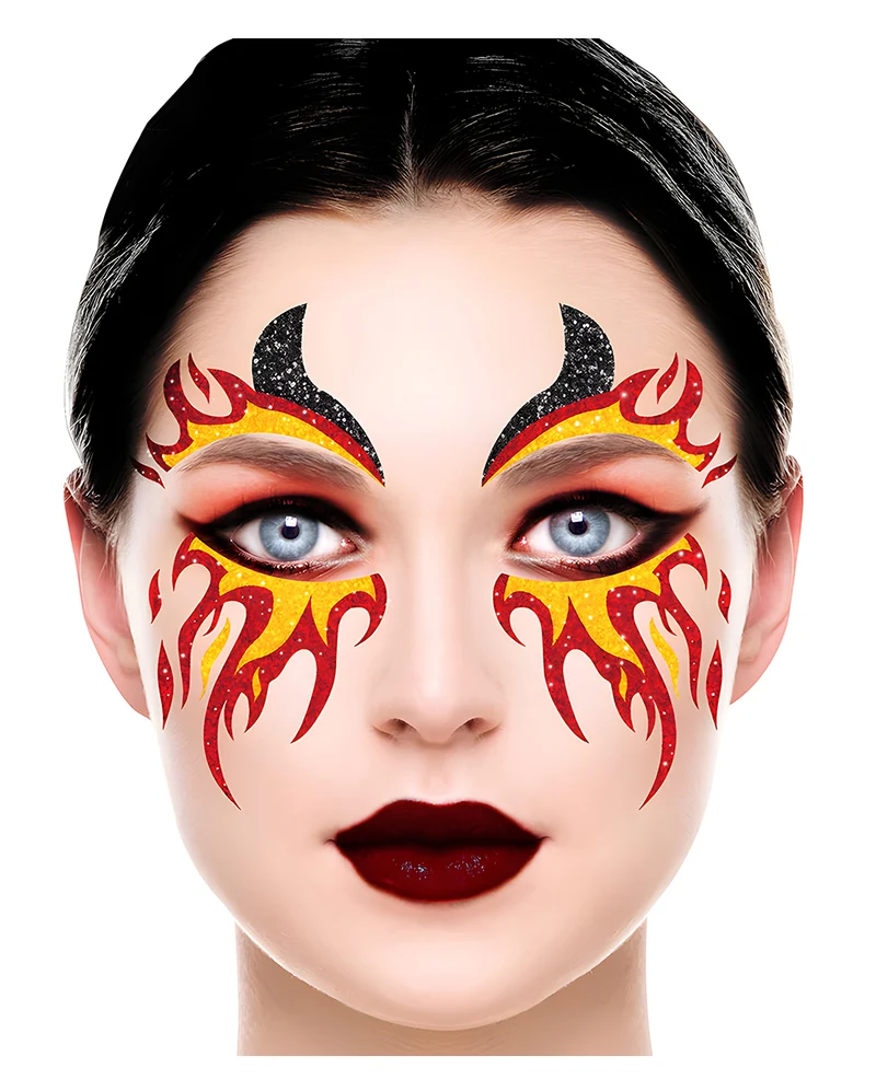 Glitzer Gesichtsaufkleber Feuerteufel