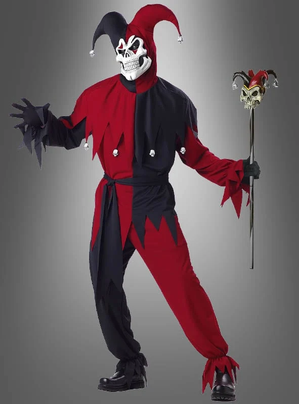 Halloween Jester Kostüm Herren schwarz-rot
