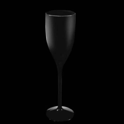 Kunststof champagneglazen - 15cl - Zwart (6 stuks)