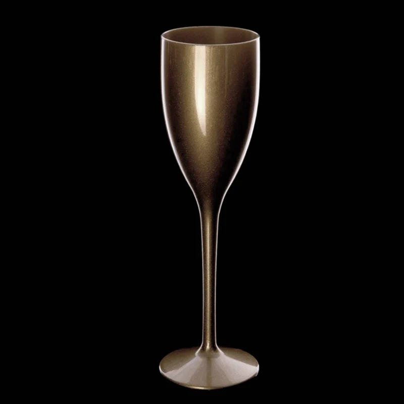 Kunststof champagneglazen - 15cl - Goud (6 stuks)