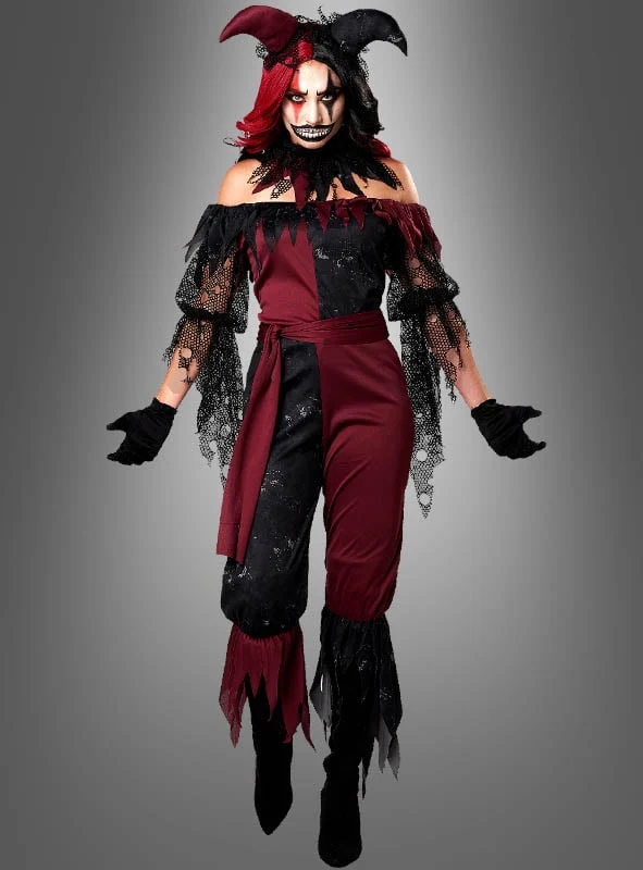 Rot-schwarzes Jester Damenkostüm