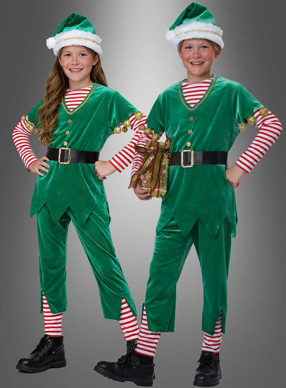 Grüner Weihnachtself Kinderkostüm