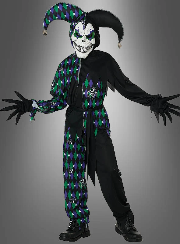 Jester Halloween Kinderkostüm grün-schwarz