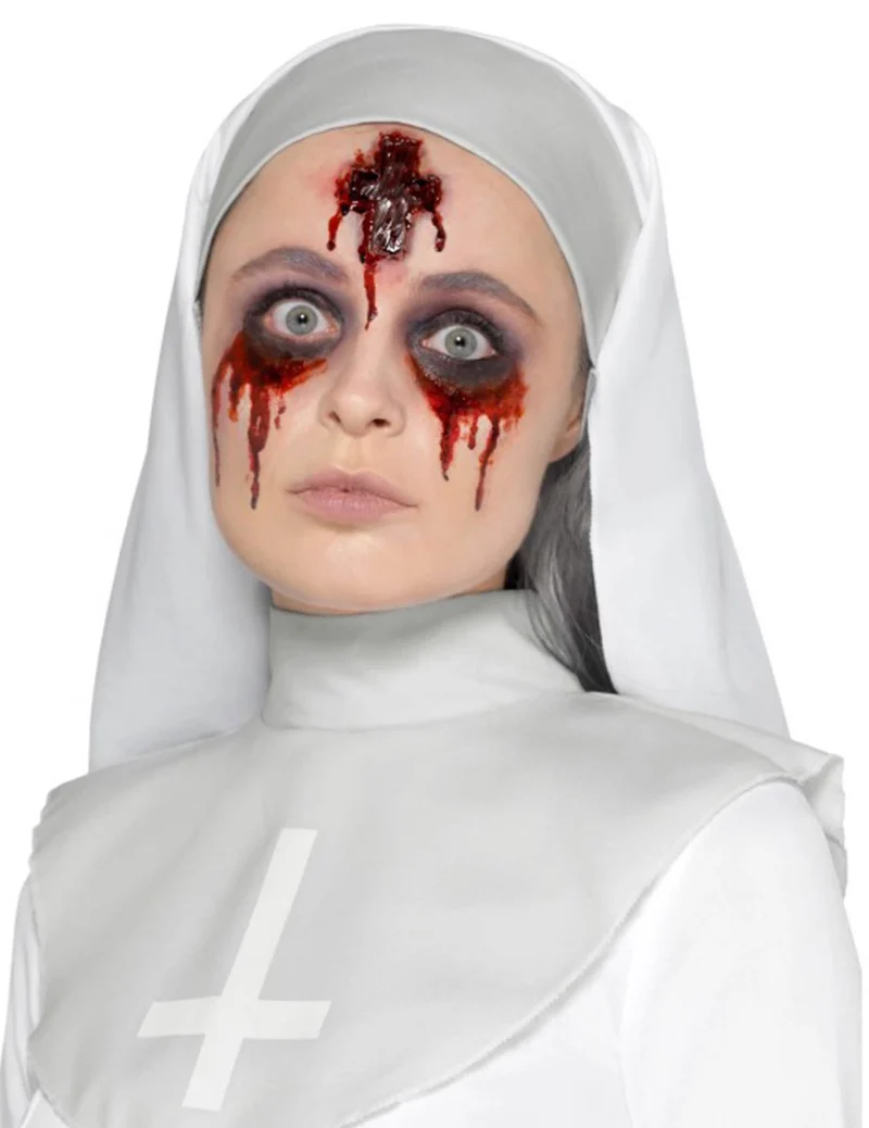 Horror-Wunde Halloween-Make-up Nonne rot