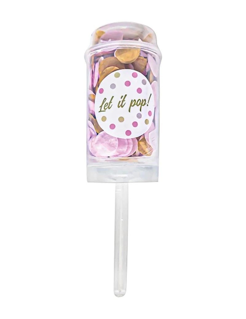Rosa Push-Pop-Konfettikanone 18 cm