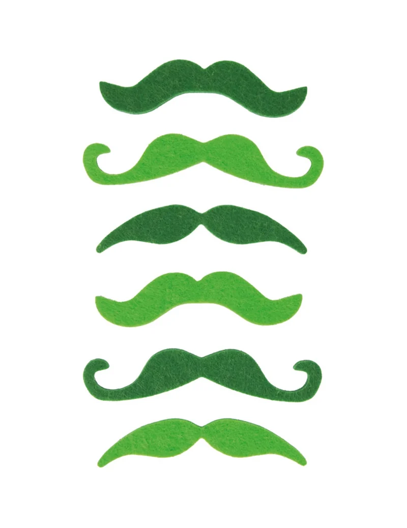 Set mit 6 grünen Schnurrbärten zum St. Patrick's Day