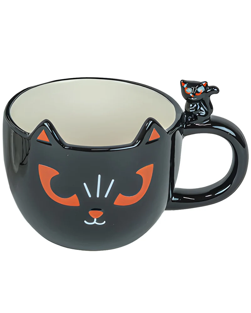 Lieblingstasse mit Gruselkatze schwarz