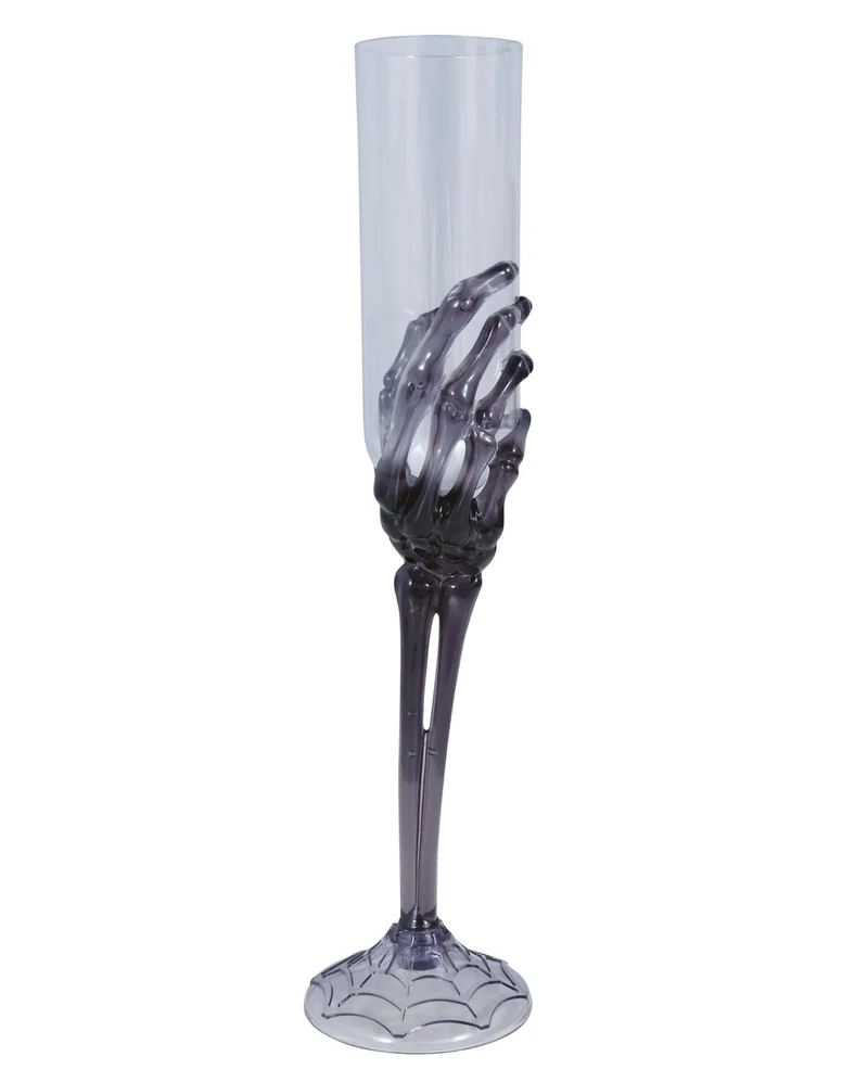 Sektglas mit Schwarzer Skeletthand 25cm