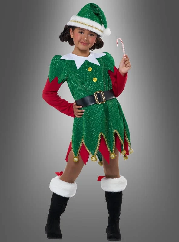 Süße Weihnachtselfe Kinderkostüm