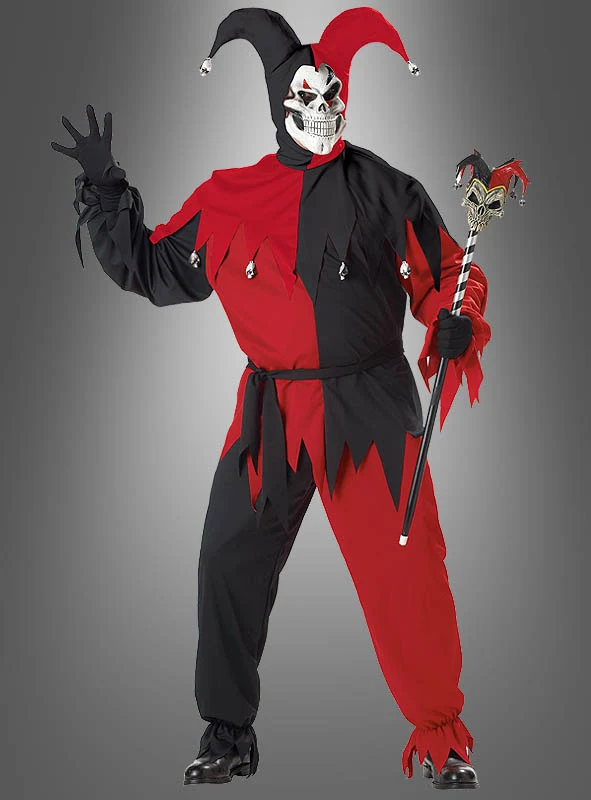 XXL Halloween Jester Kostüm schwarz-rot