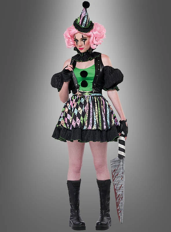 Verrückte Clownfrau Nicky Damenkostüm