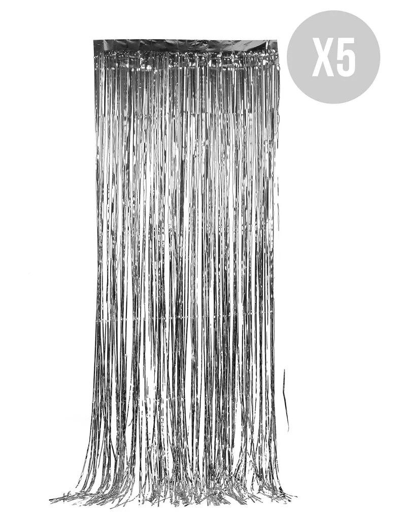 Glitzernder-Vorhang für Festliche-Deko 5 Stück silber 90x244cm