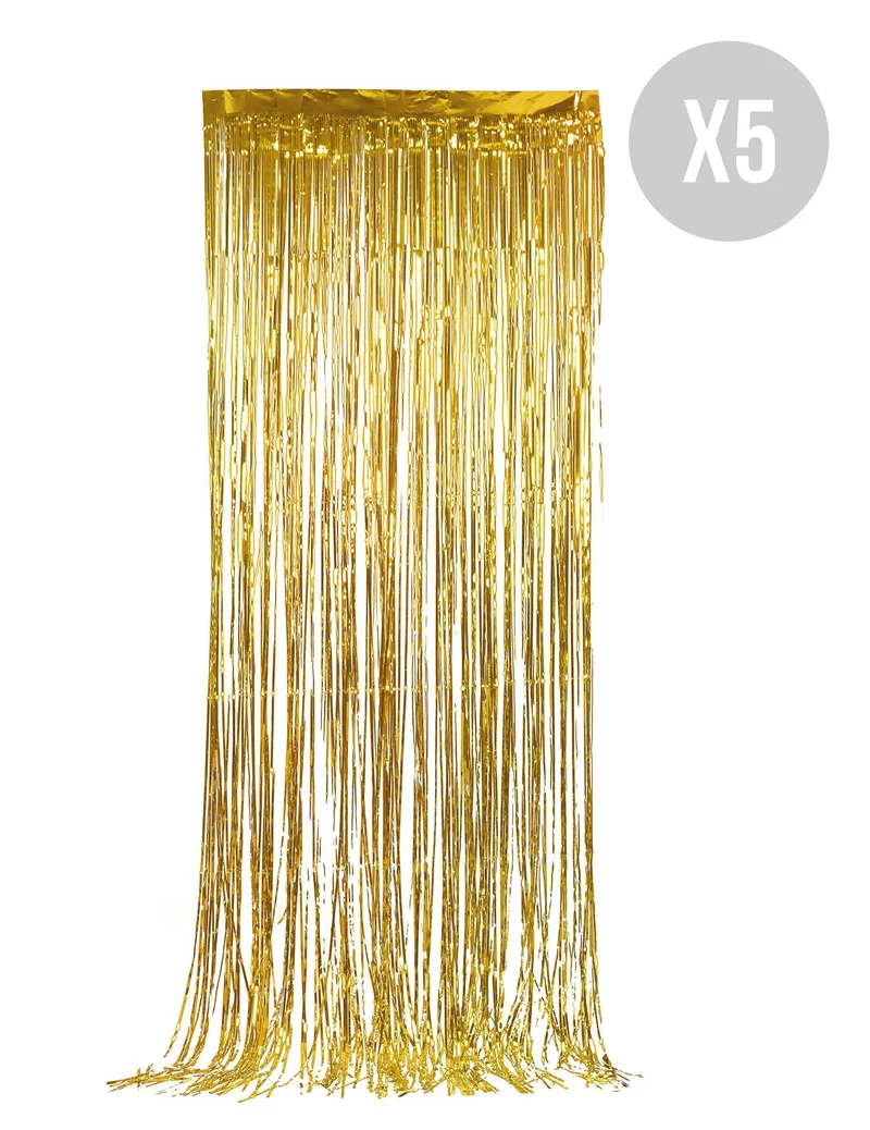 Festlicher Glitzer-Vorhang Wanddekoration 5 Stück gold 90x244cm