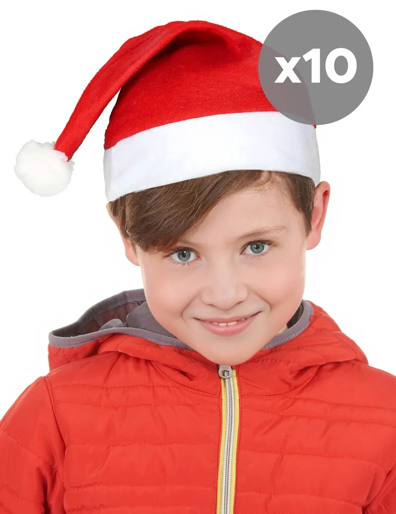Weihnachtsmützen-Set für Kinder 10 Stück rot-weiss 32cm