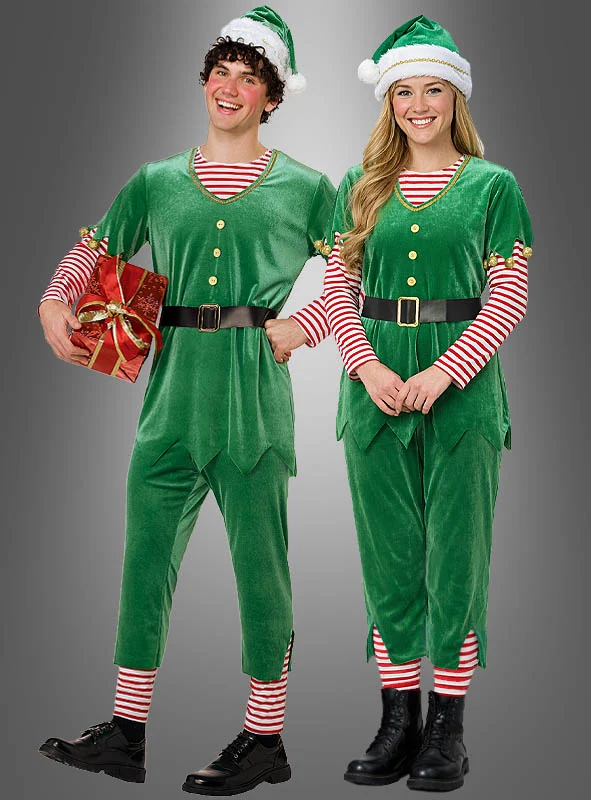 Grüner Weihnachtself Kostüm für Erwachsene