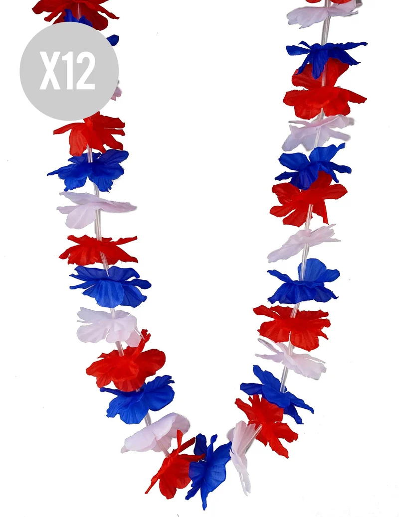 12er-Pack dreifarbige Frankreich-Fan-Blumenketten