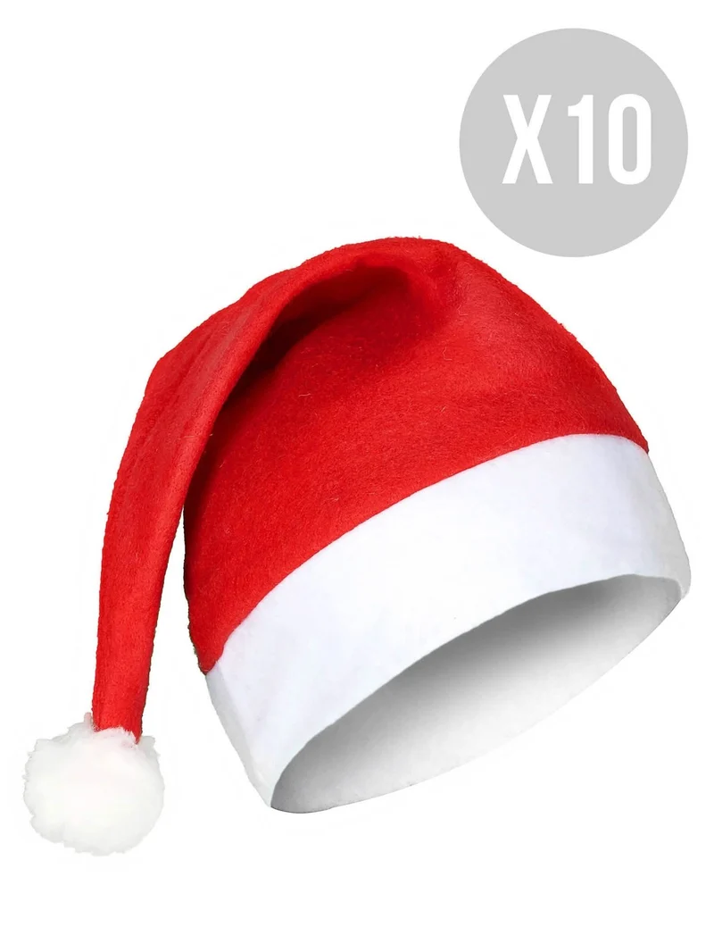 Weihnachtsmützen Accessoire-Set 10 Stück rot-weiss