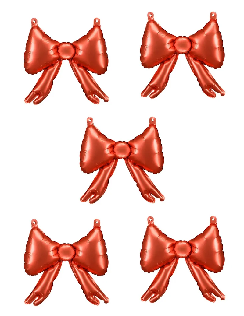 5 Folienballons Rote Schleifen 25,5 x 25 cm