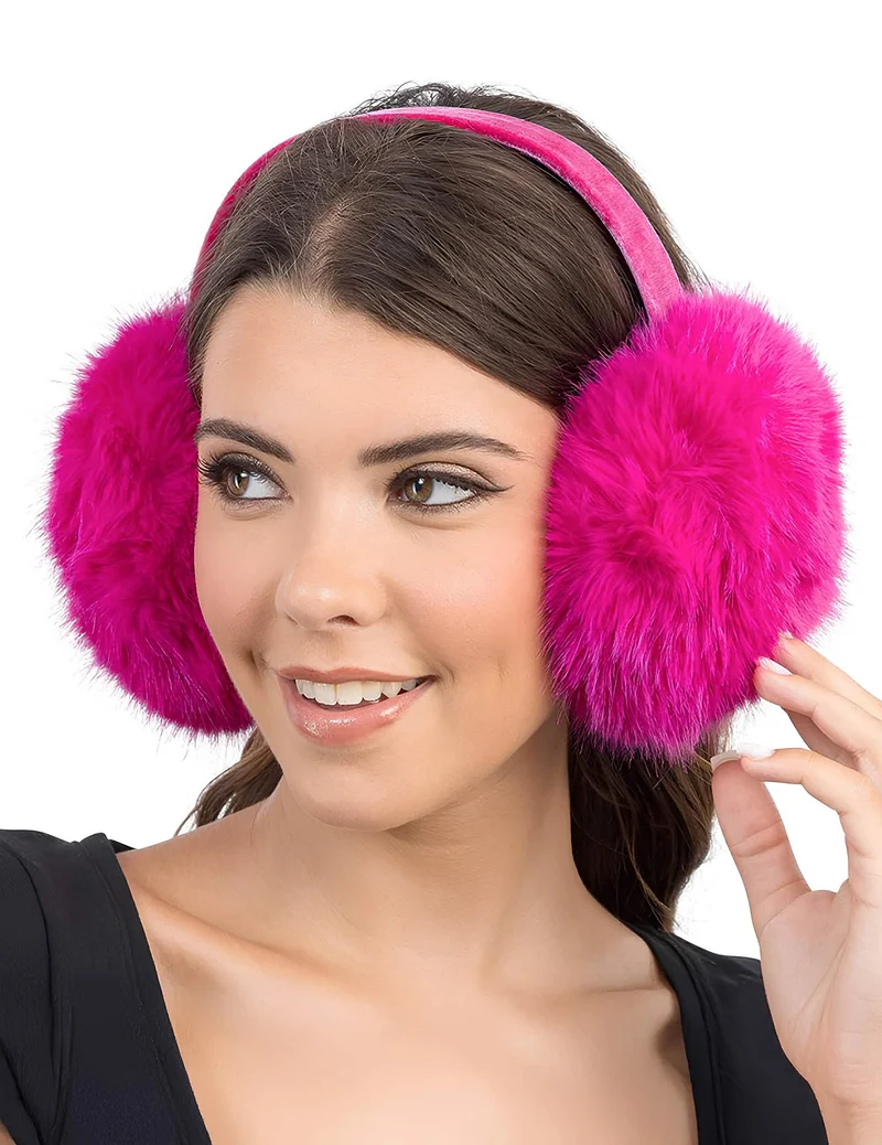 Ohrenschützer aus Kunstfell in Fuchsia-Rosa