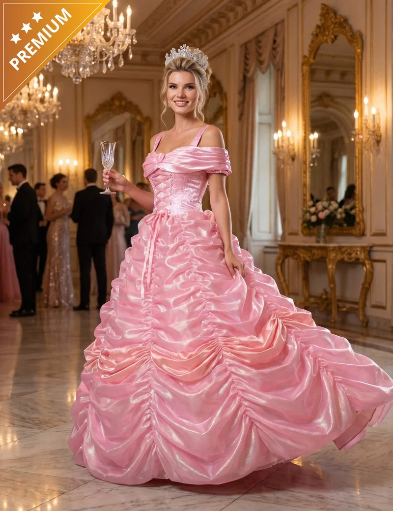 Hochwertiges Prinzessinnen-Kostüm in Rosa für Damen