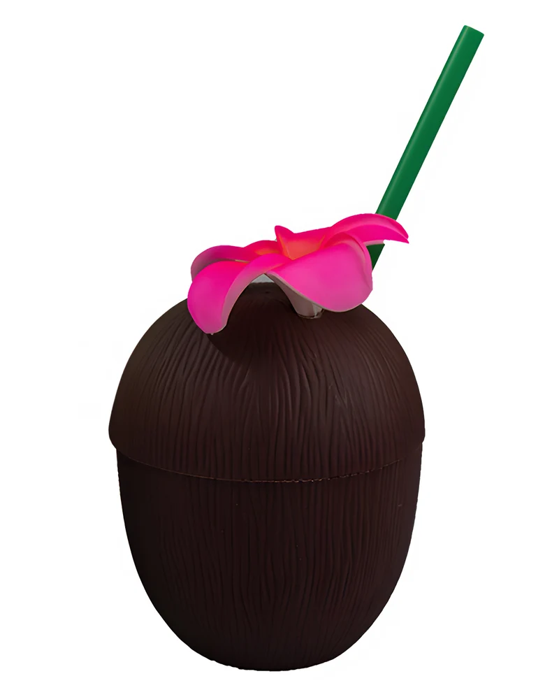 Kokosnuss Partybecher mit Strohhalm 650ml