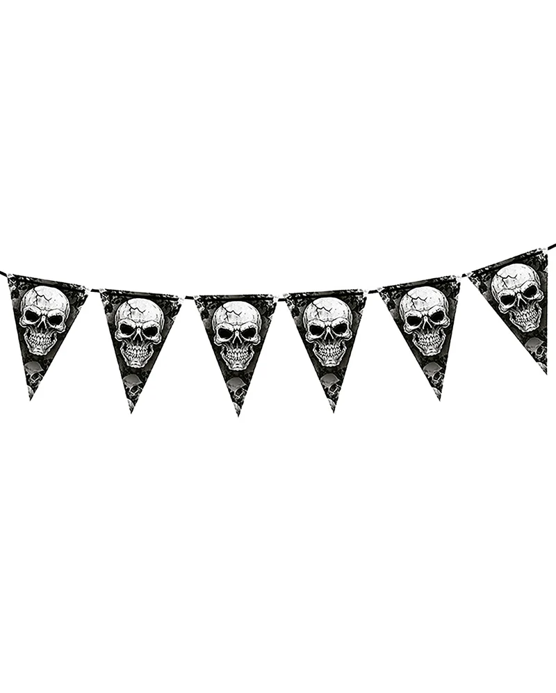 Gruselige Totenkopf Wimpel Girlande 300cm