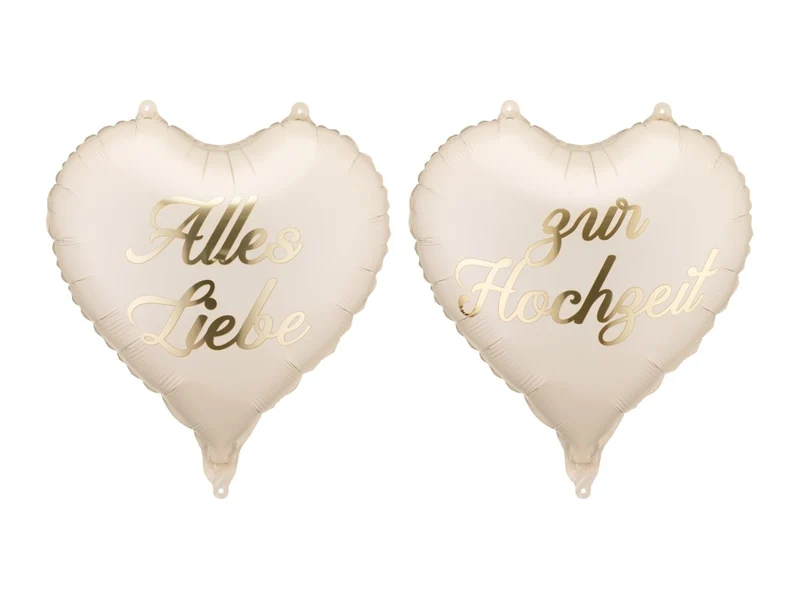 Beiger Heliumballon „Alles Liebe zur Hochzeit“ (leer), 35 cm