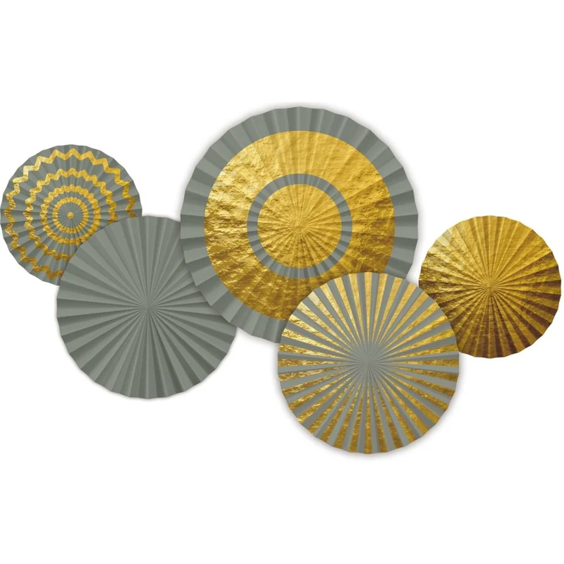 Goldene Papierfächer, 15 cm, 5 Stück