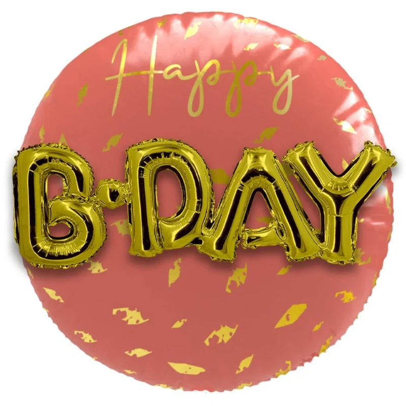 „Happy Birthday“-Folienballon, gold-rosa, 56 cm