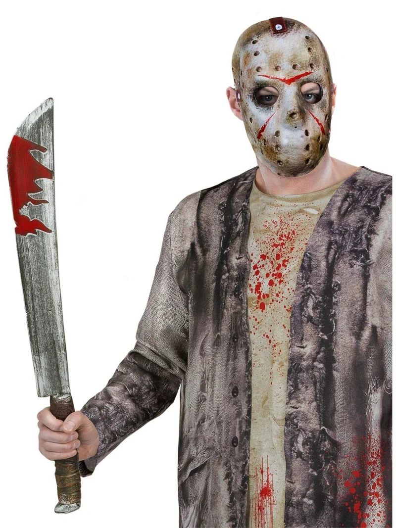 Halloween-Accessoire-Set: Machete und Maske
