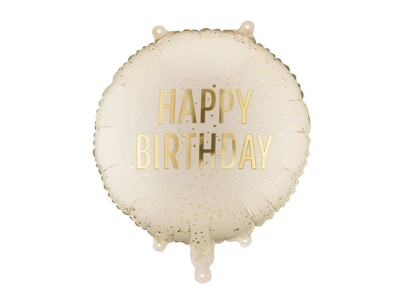 „Happy Birthday“-Heliumballon, beige, leer, 35 cm