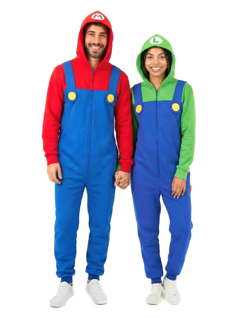 Mario und Luigi Partnerkostüm Overall für Erwachsene