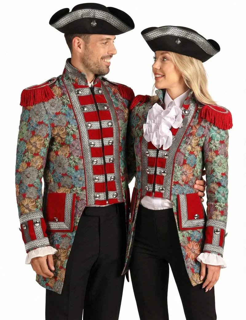 Hochwertiges Partnerkostüm Jacke mit Blumenmuster für Erwachsene