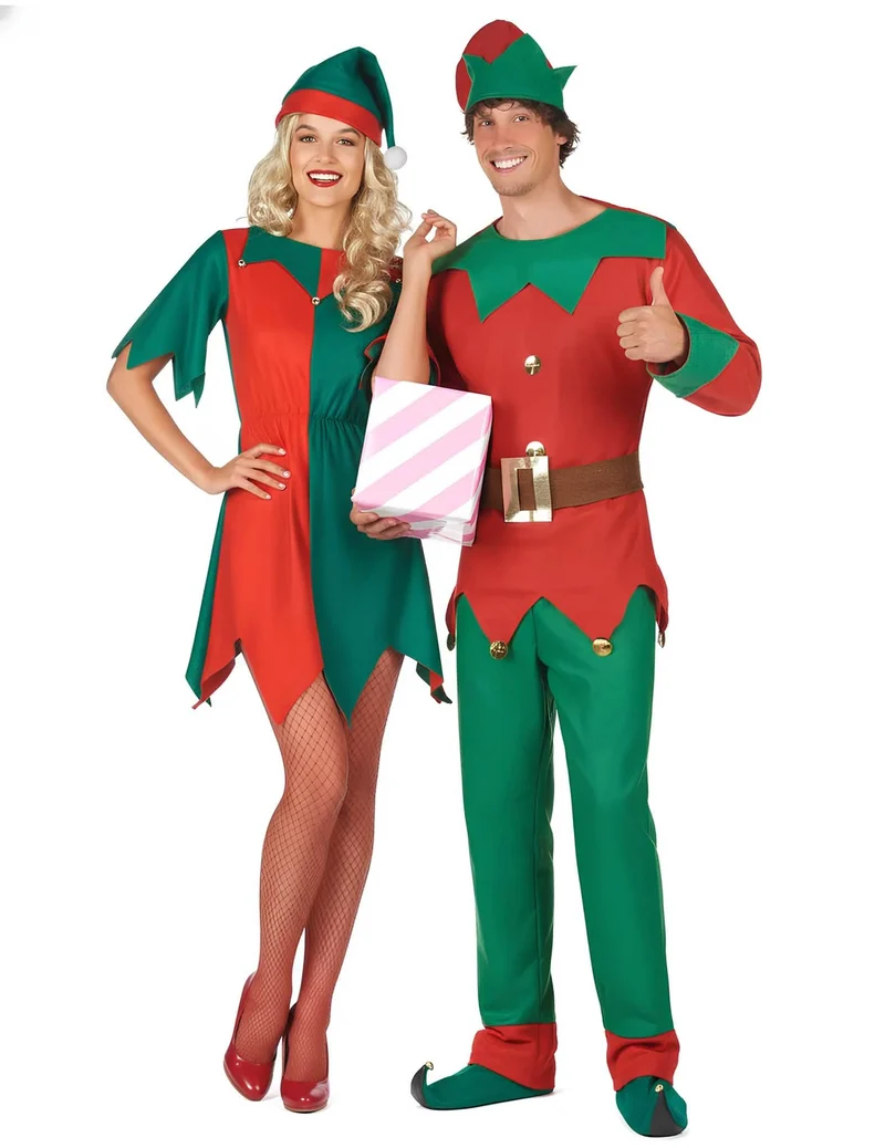 Weihnachtselfen Paar-Kostüm für Erwachsene