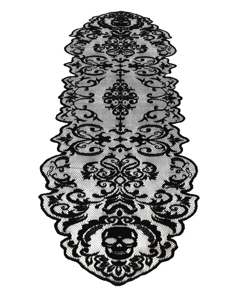 Halloween Spitzen Tischläufer Totenkopf 180cm