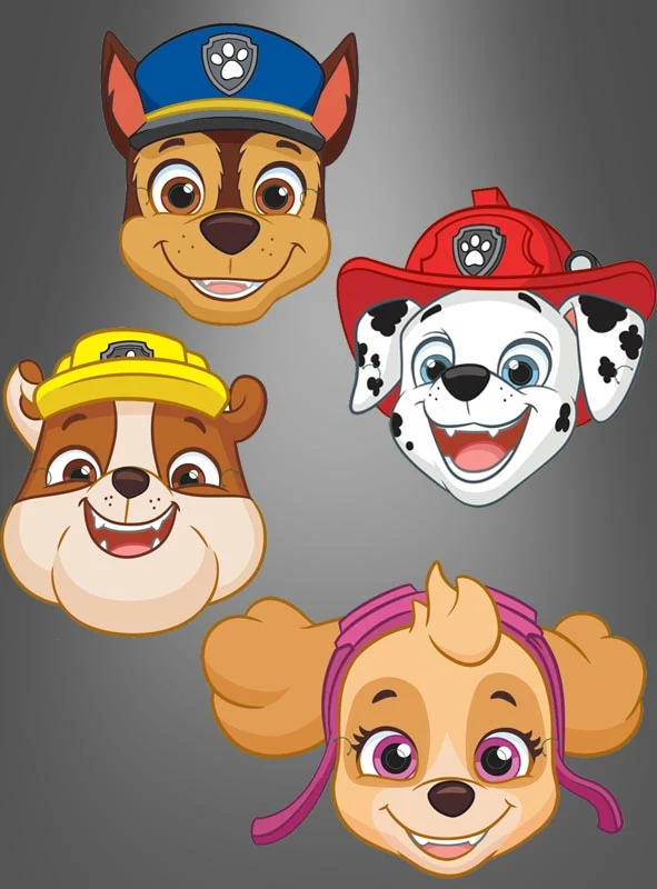 4 Paw Patrol Masken aus Papier