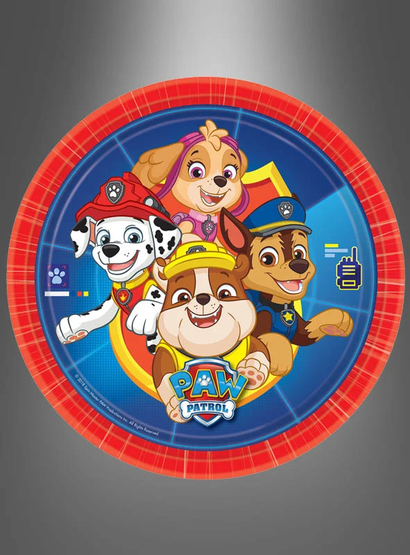 8 x Paw Patrol Pappteller blau-rot 22,8 cm
