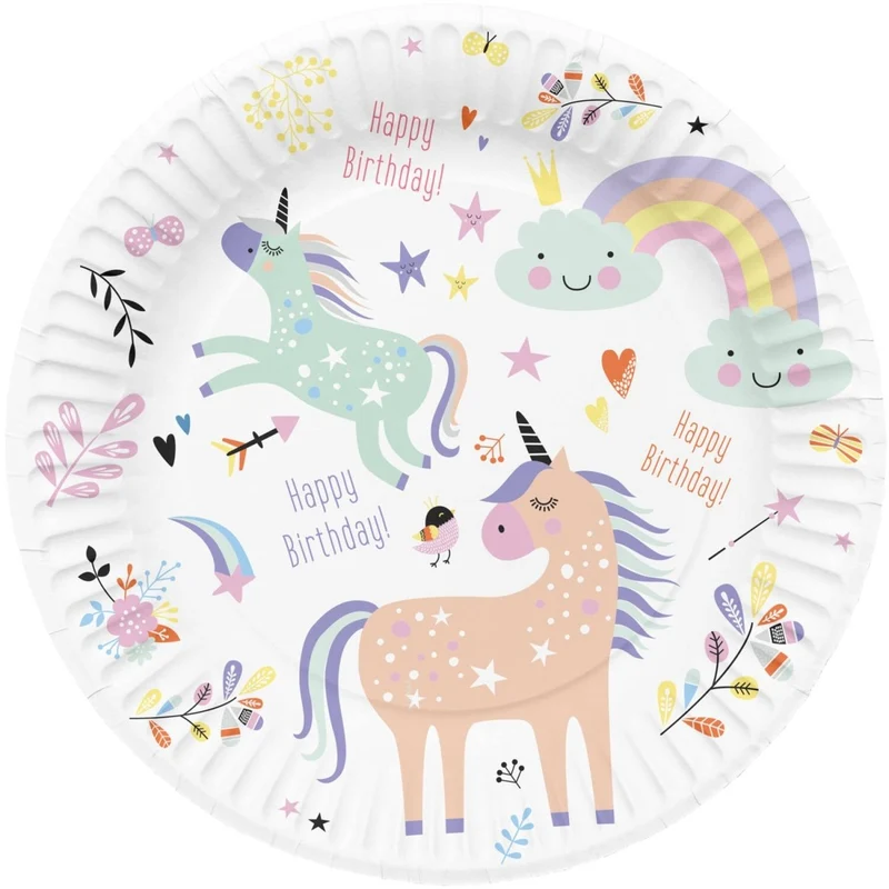 Unicorn-Teller „Rainbows“, 23 cm, 8 Stück
