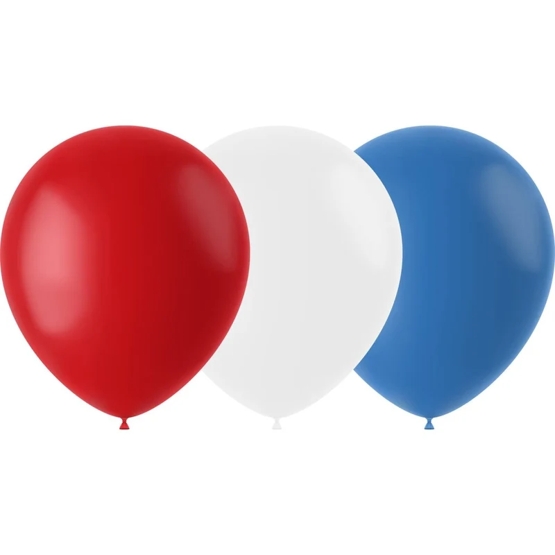 Rote, weiße und blaue Luftballons, 23 cm, 50 Stück