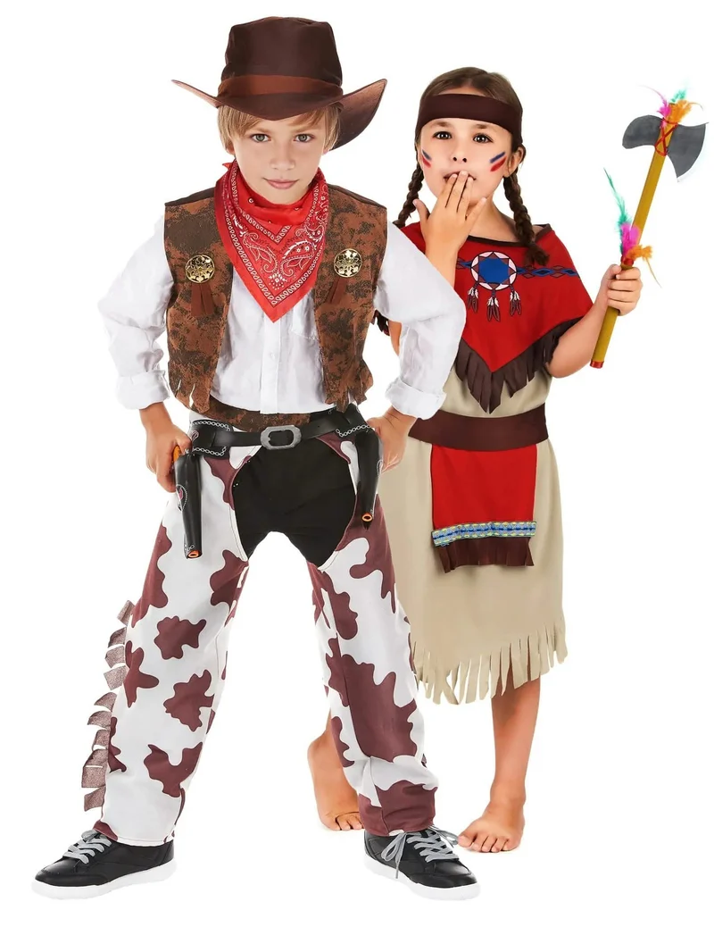 Cowboy mit Indianerin Kostüme für Kinder