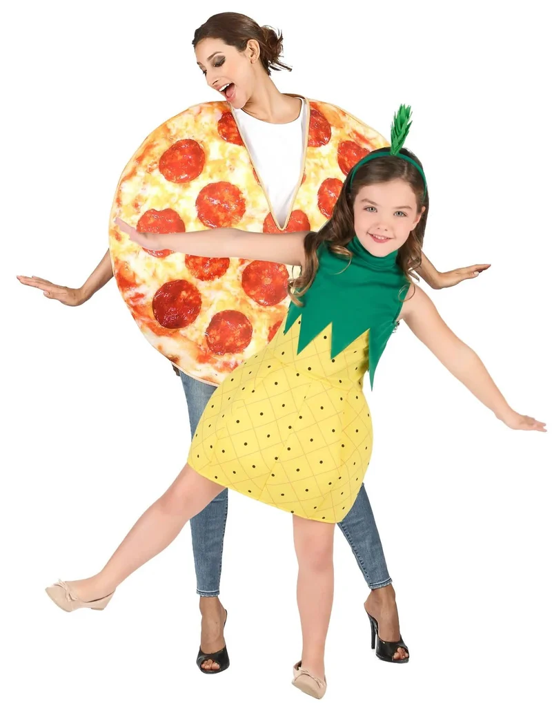 Pizza und Ananas Paarkostüm für Eltern und Kinder