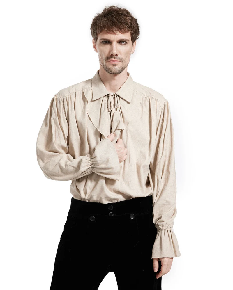 Beiges Piratenhemd Deluxe im Leinen-Look