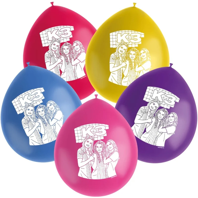 K3 Luftballons, bunt, 23 cm, 6 Stück