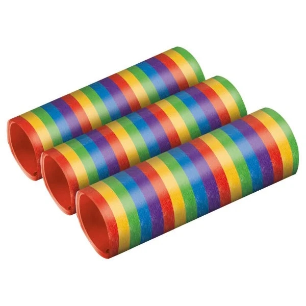 Bunte Serpentine Regenbogen gestreift 4m 3Stück