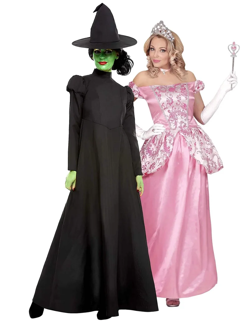 schwarze Hexe und Rosa Prinzessin Paarkostüm für Erwachsene